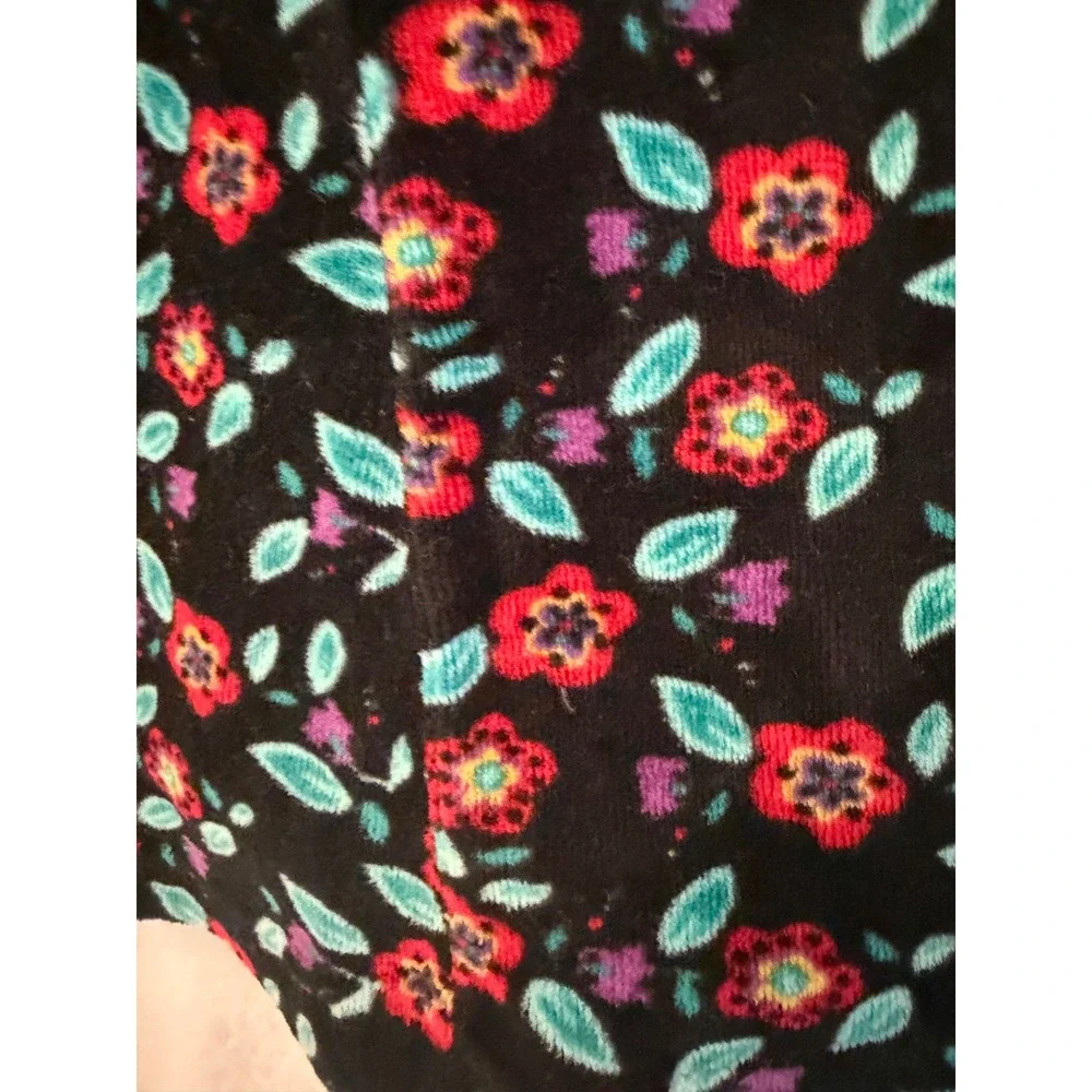 Gymboree Girls Small Black Floral Velvet Sleeveless Swing Top Corduroy Print